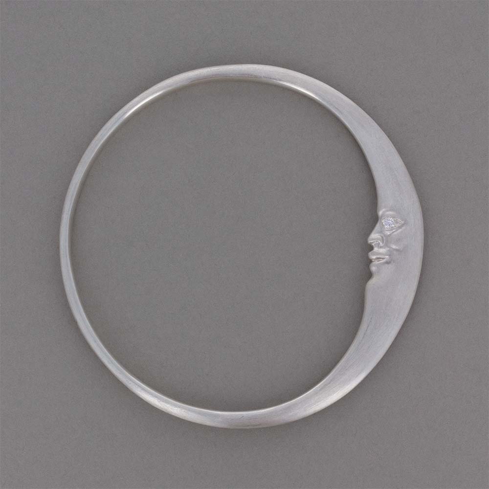 Silver Crescent Moon Bangle by Anthony Lent